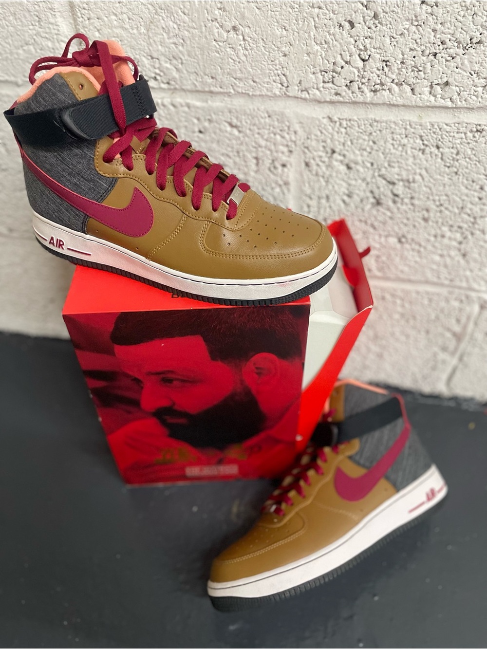 Air Force 1 Nike Men’s High-Top Sneaker in Brown and Magenta